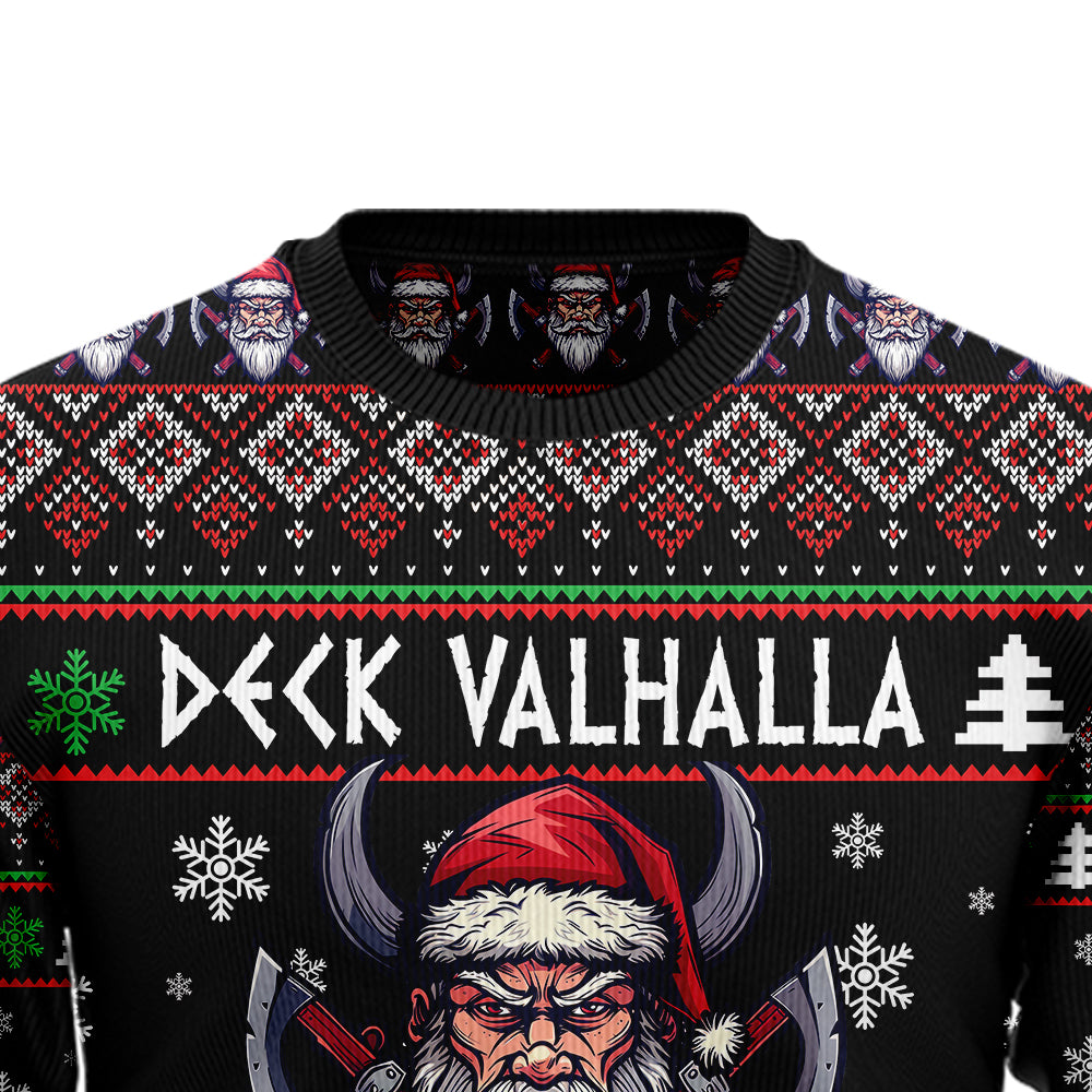 Deck Valhalla With Skulls Of Glory Viking Ugly Christmas Sweater