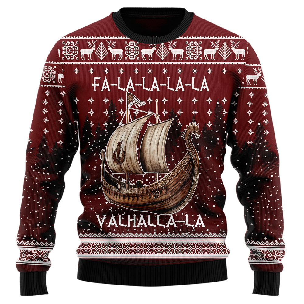 Valhalla-La Viking Ship Ugly Christmas Sweater