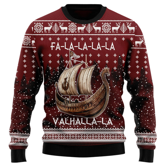 Valhalla-La Viking Ship Ugly Christmas Sweater