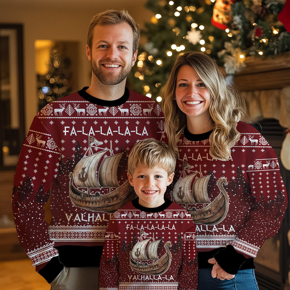 Valhalla-La Viking Ship Ugly Christmas Sweater