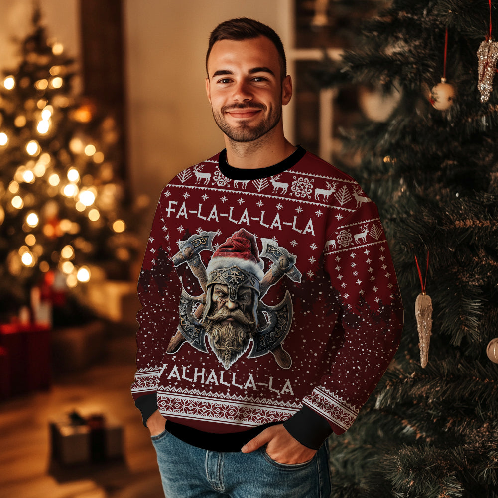 Fa-La-La-La-La Valhalla-La Viking Santa Ugly Christmas Sweater