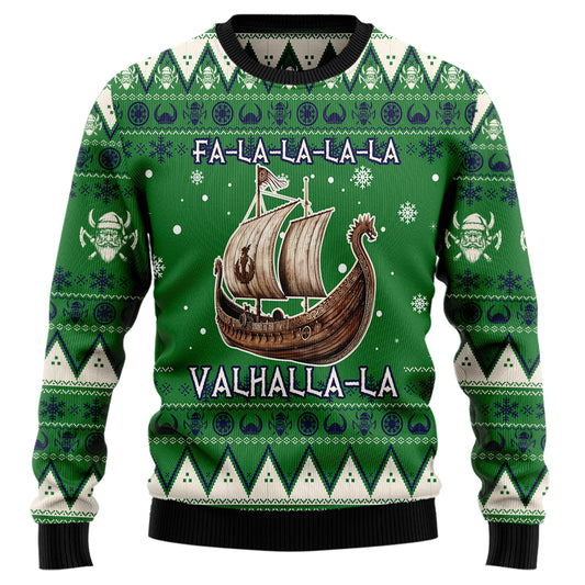 Fa-La-La-La-La Valhalla-La Viking Longship Ugly Christmas Sweater
