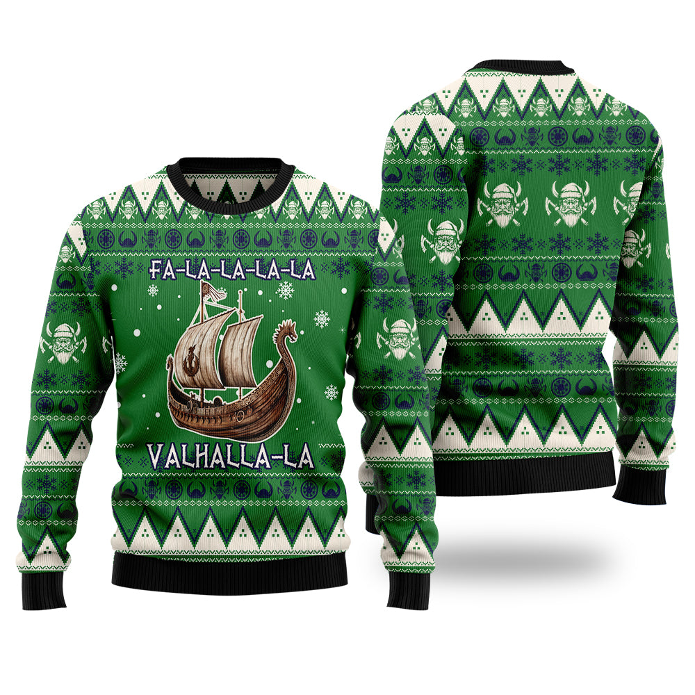 Fa-La-La-La-La Valhalla-La Viking Longship Ugly Christmas Sweater