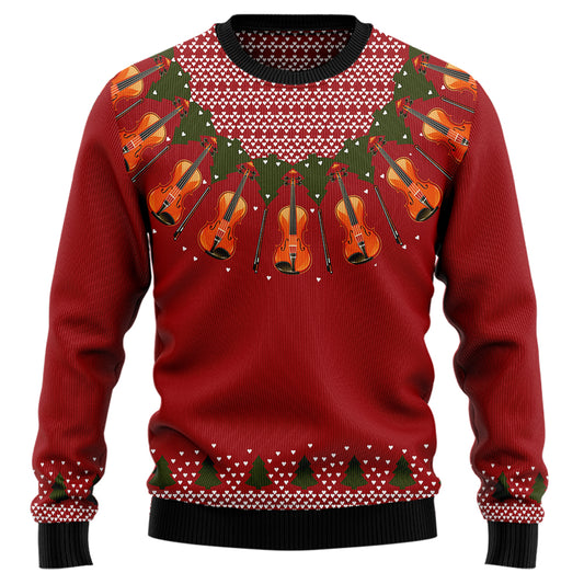 Elegant Violin Christmas Ugly Sweater