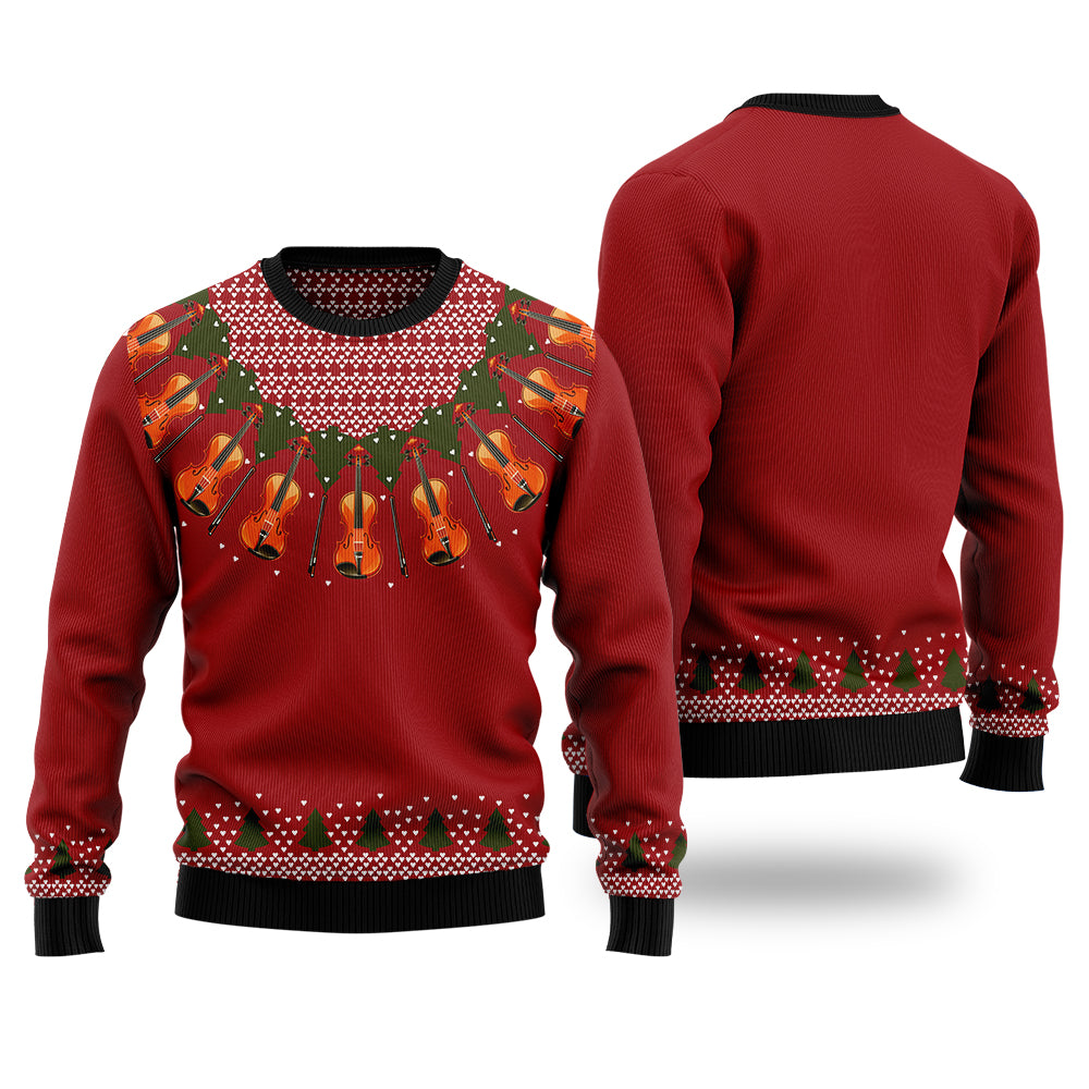 Elegant Violin Christmas Ugly Sweater