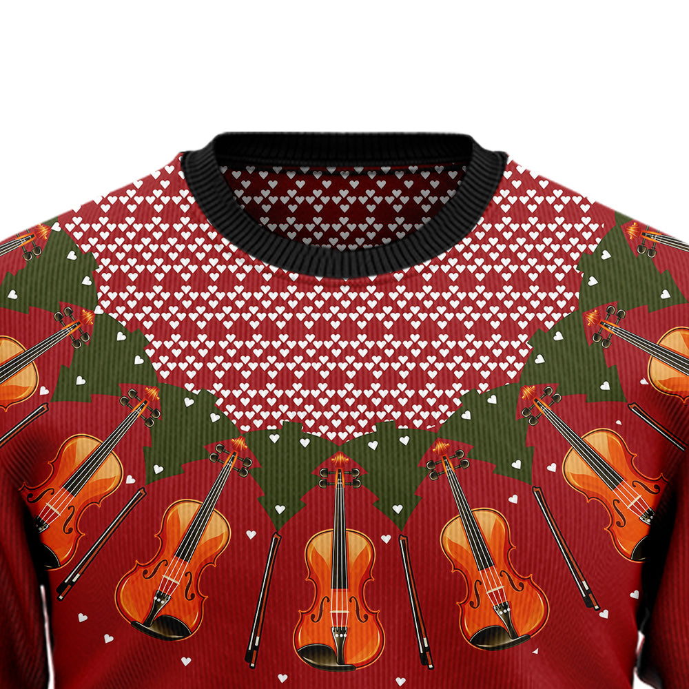 Elegant Violin Christmas Ugly Sweater