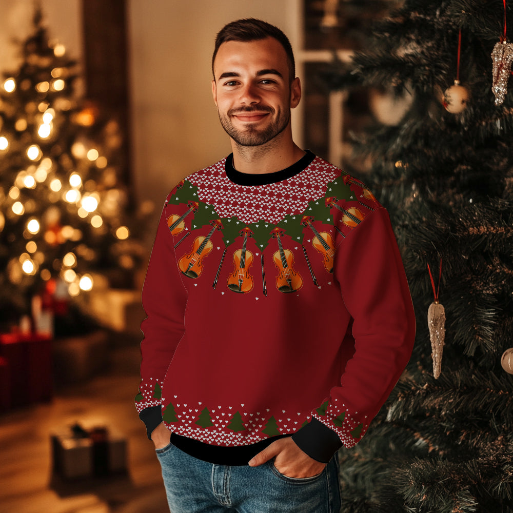 Elegant Violin Christmas Ugly Sweater