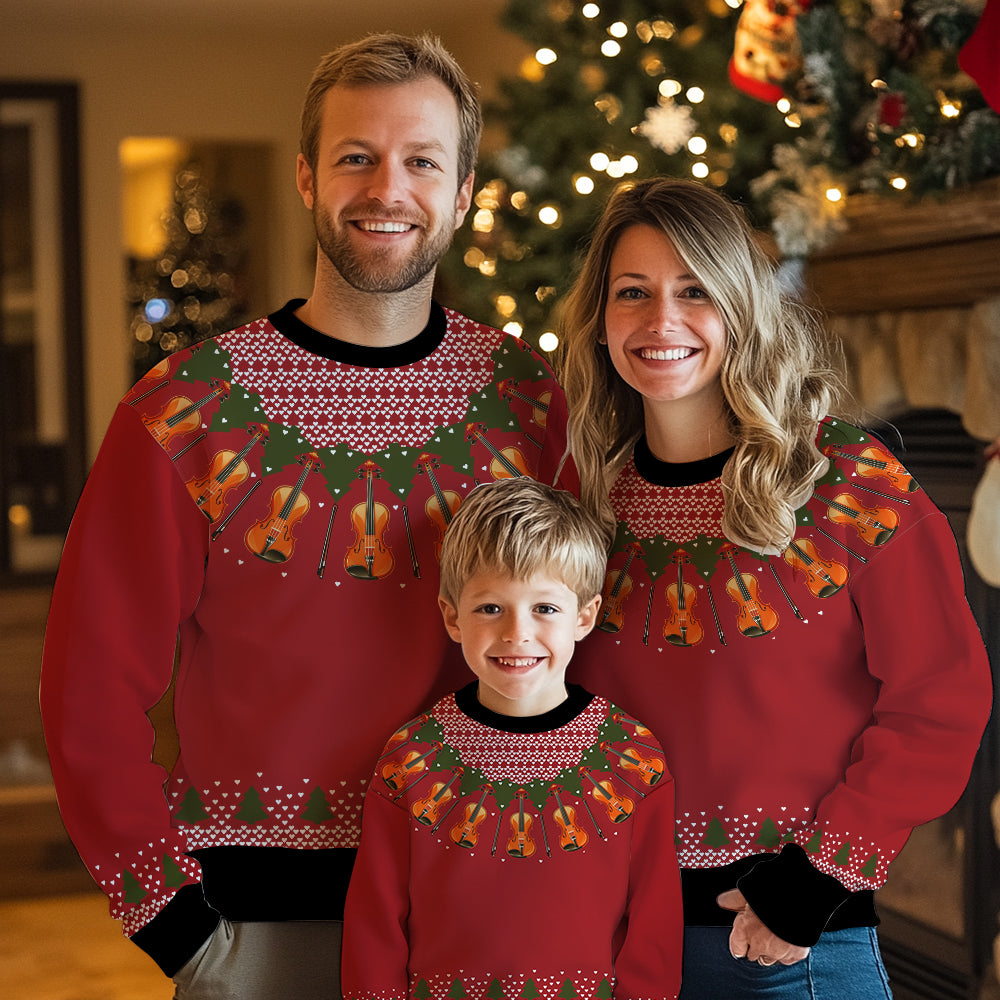 Elegant Violin Christmas Ugly Sweater