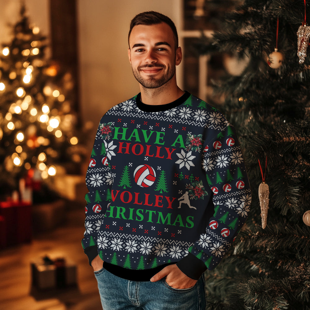 "Have A Holly Volley Christmas" Volleyball Ugly Christmas Sweater