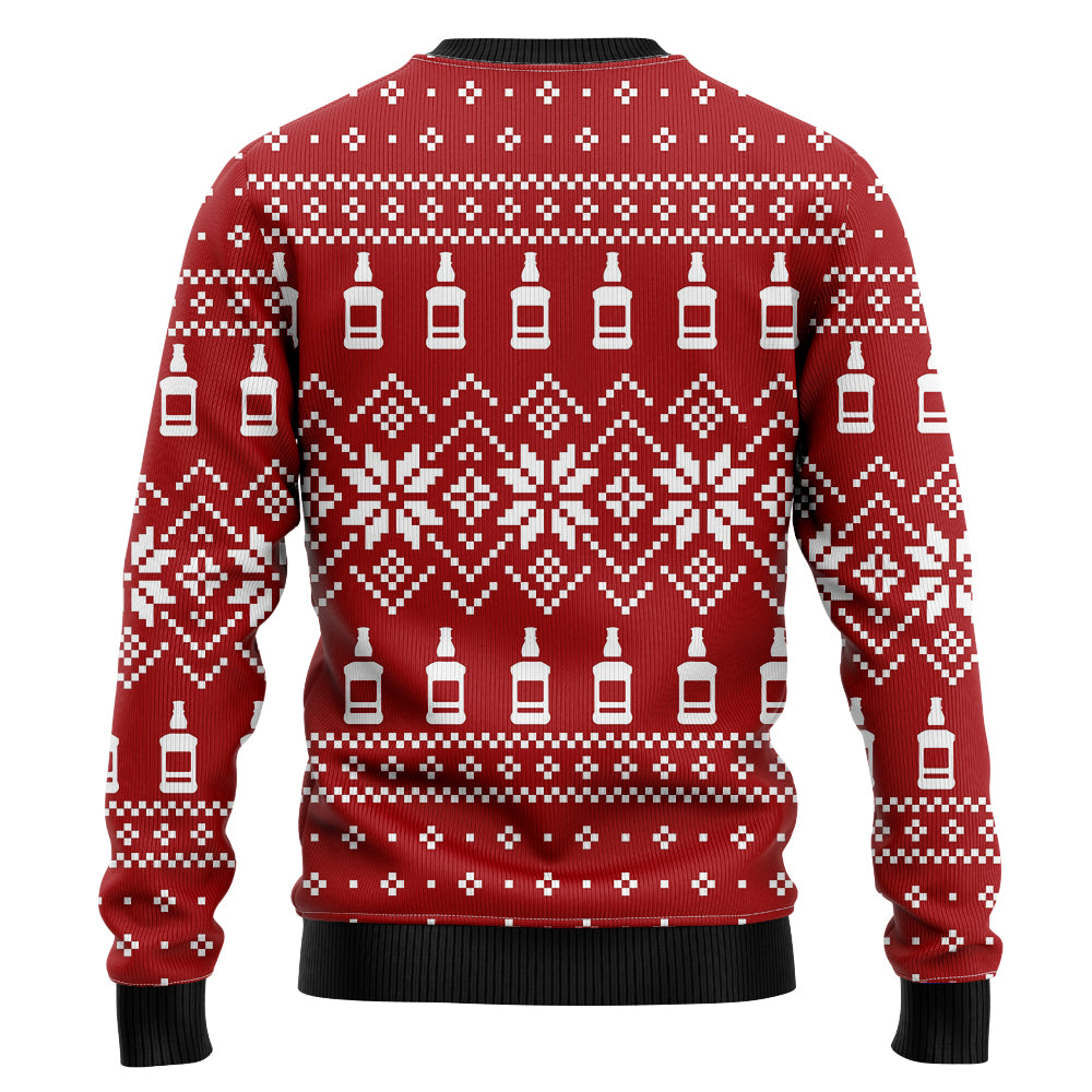 Festive Bigfoot Drinking Whiskey Ugly Christmas Sweater