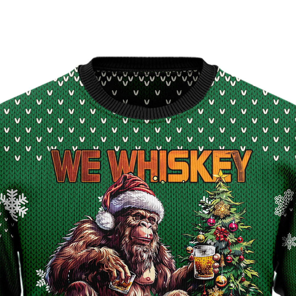 We Whiskey You A Merry Christmas Bigfoot Ugly Christmas Sweater