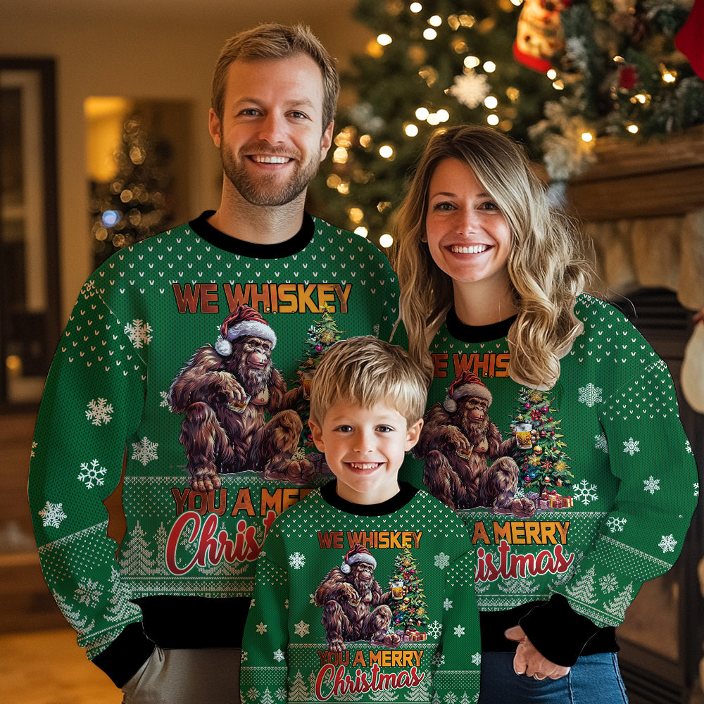 We Whiskey You A Merry Christmas Bigfoot Ugly Christmas Sweater