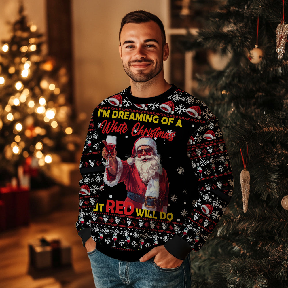 Funny Santa Wine Ugly Christmas Sweater