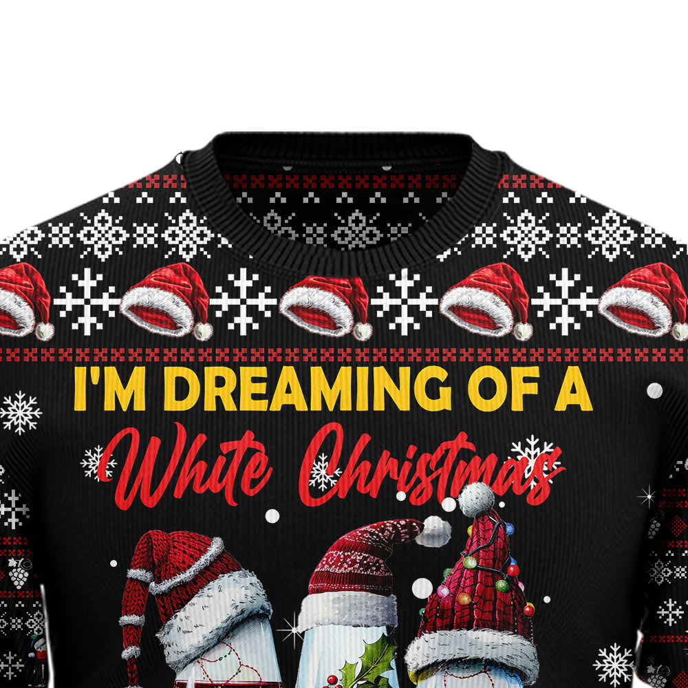 Funny White Christmas Red Wine Ugly Christmas Sweater