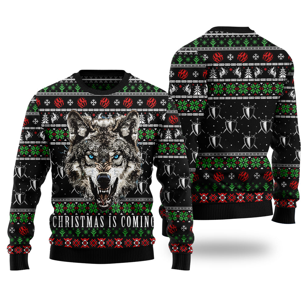 Christmas Is Coming Wolf Ugly Christmas Sweater