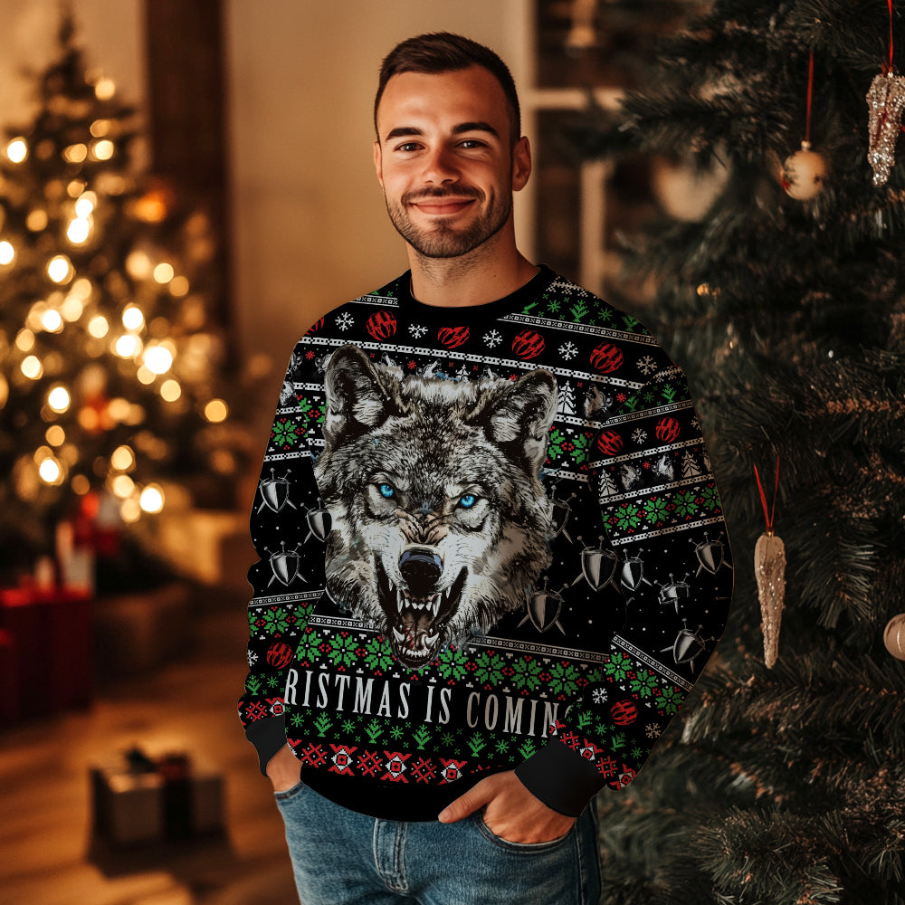 Christmas Is Coming Wolf Ugly Christmas Sweater