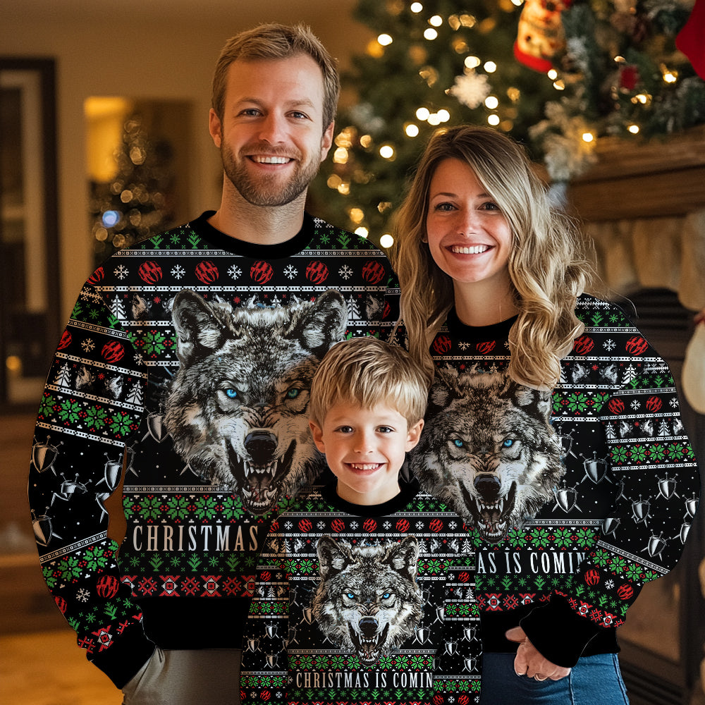 Christmas Is Coming Wolf Ugly Christmas Sweater