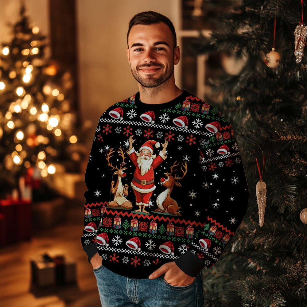 Funny Santa Yoga Ugly Christmas Sweater