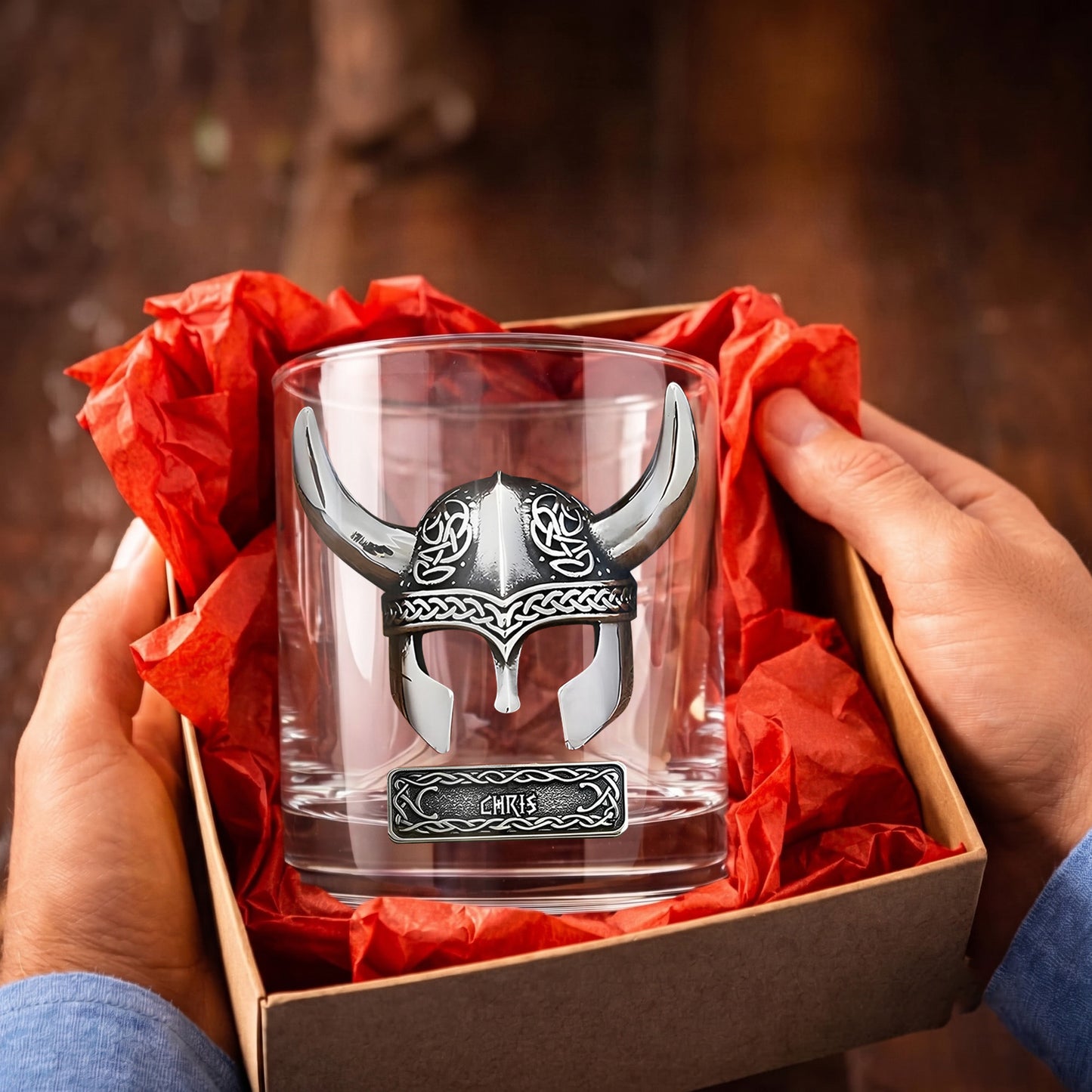 Personalized Viking Whiskey Glass - Custom Norse Warrior Gift