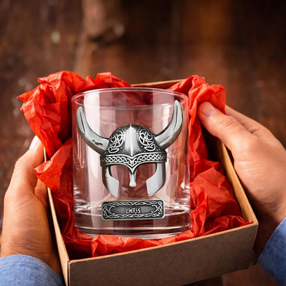 Personalized Viking Whiskey Glass - Custom Norse Warrior Gift