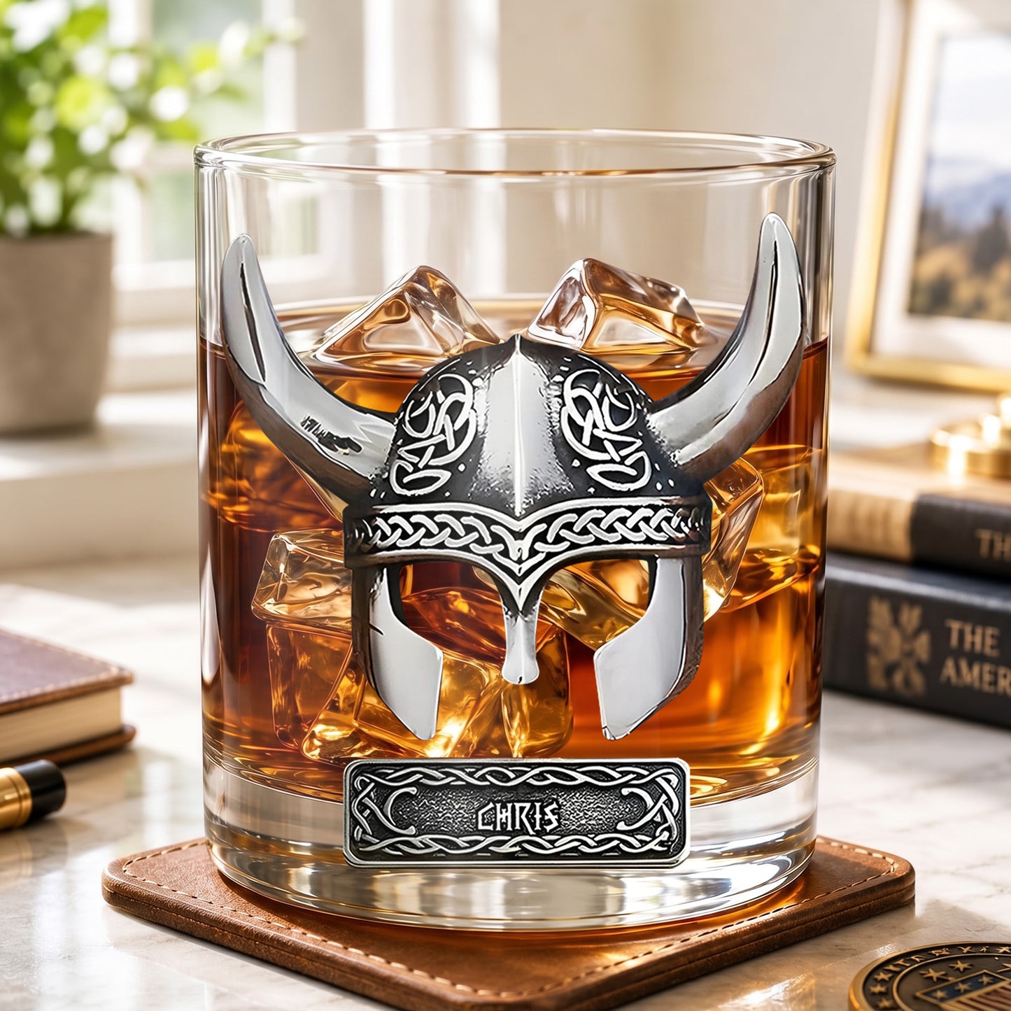 Personalized Viking Whiskey Glass - Custom Norse Warrior Gift
