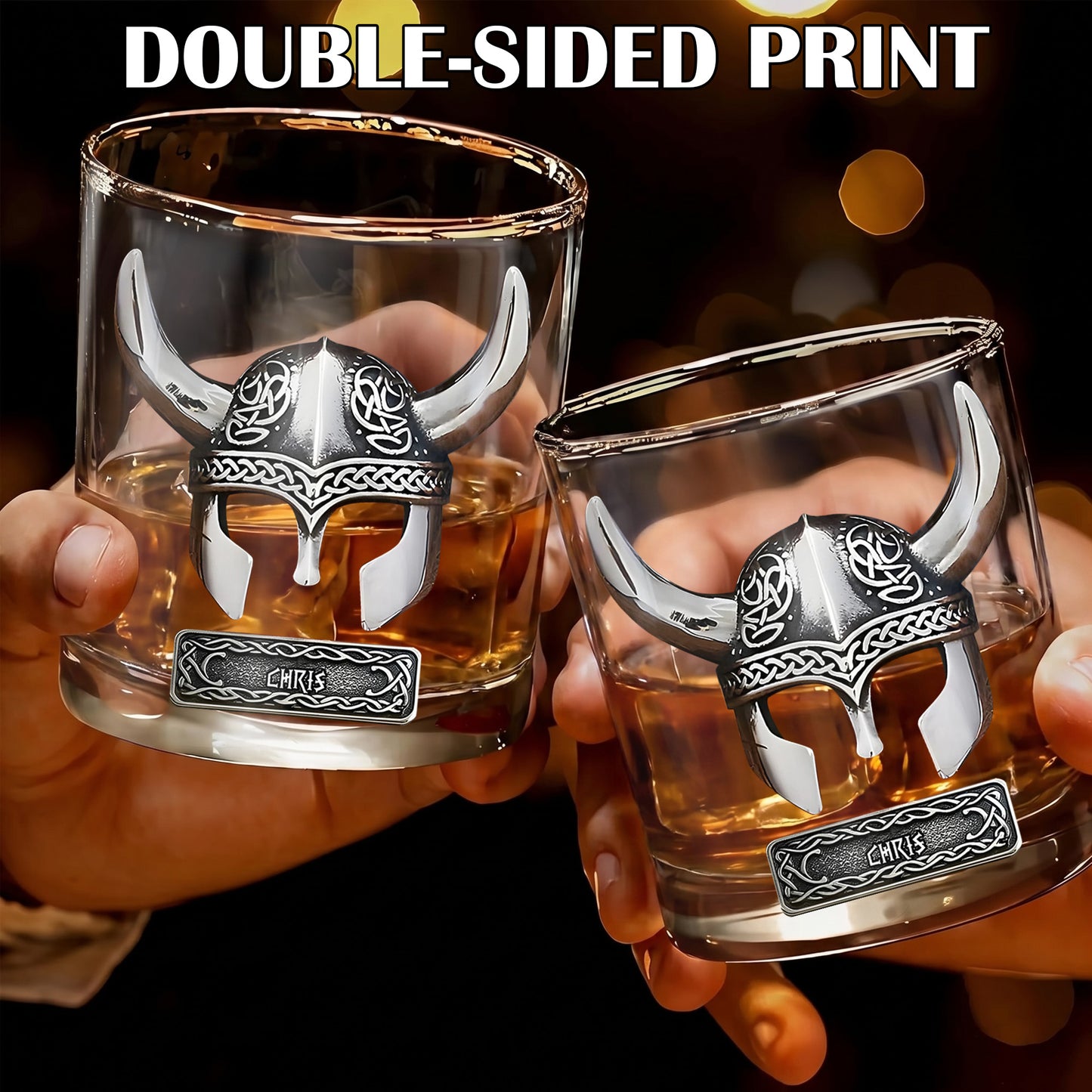 Personalized Viking Whiskey Glass - Custom Norse Warrior Gift