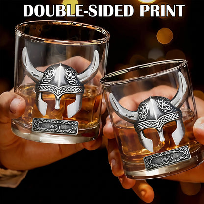 Personalized Viking Whiskey Glass - Custom Norse Warrior Gift