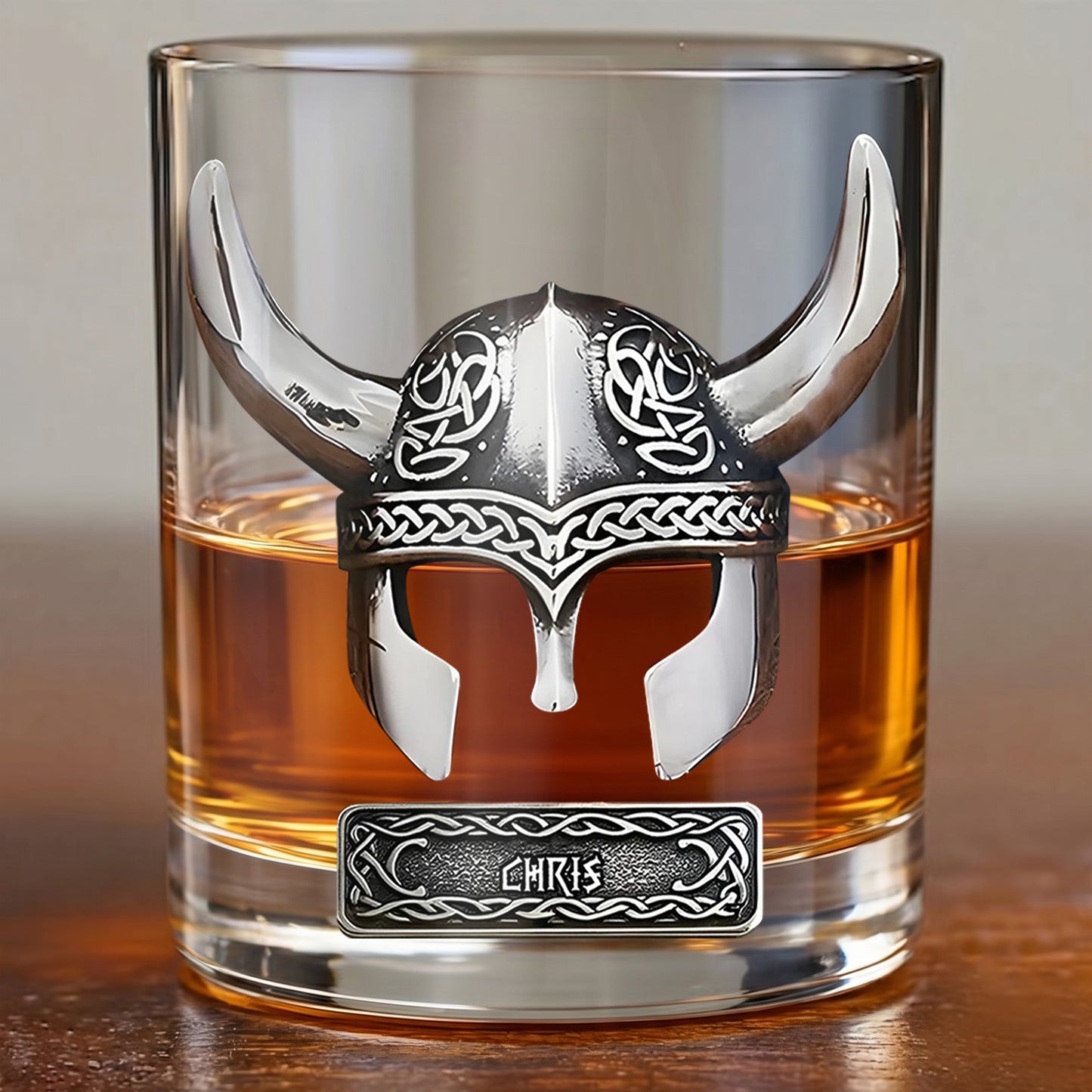 Personalized Viking Whiskey Glass - Custom Norse Warrior Gift