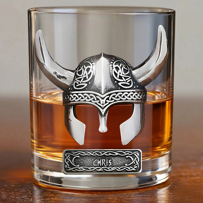 Personalized Viking Whiskey Glass - Custom Norse Warrior Gift
