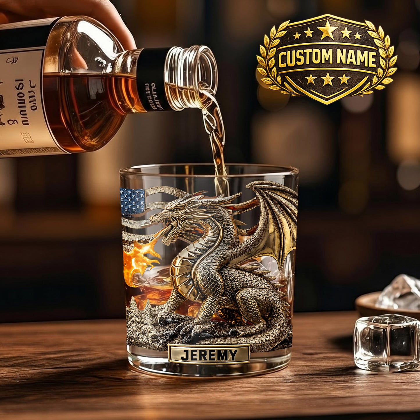 Personalized Dragon Whiskey Glass - Custom Mythical Beast Gift
