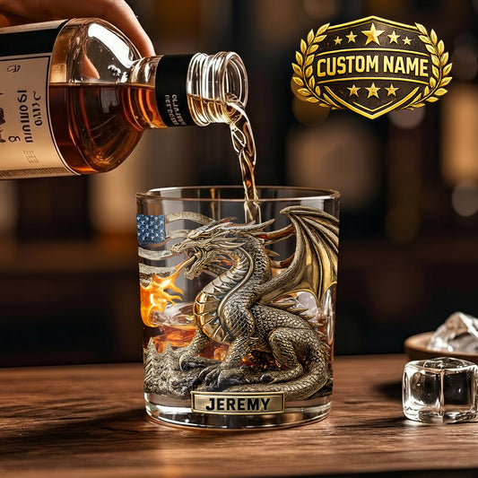 Personalized Dragon Whiskey Glass - Custom Mythical Beast Gift