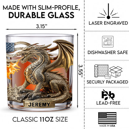 Personalized Dragon Whiskey Glass - Custom Mythical Beast Gift
