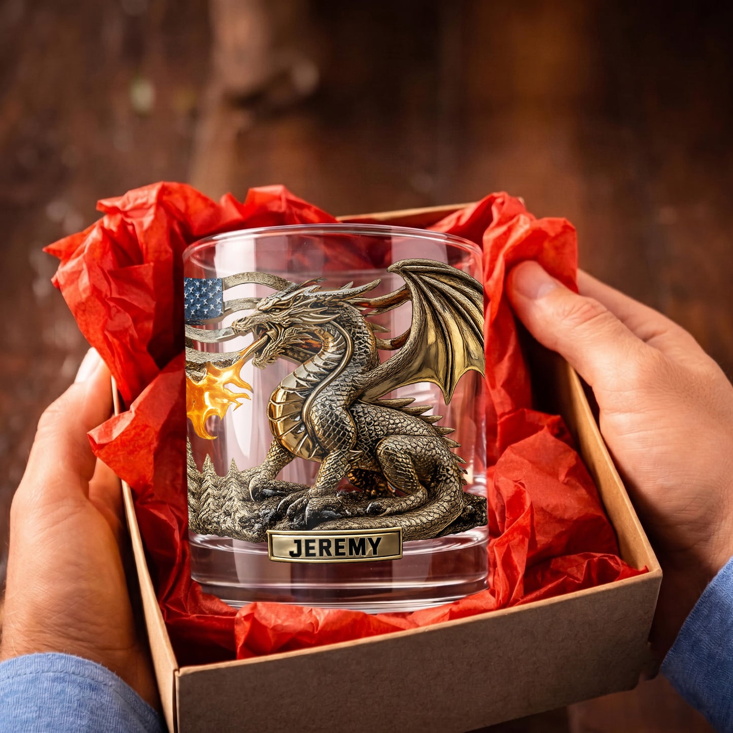 Personalized Dragon Whiskey Glass - Custom Mythical Beast Gift