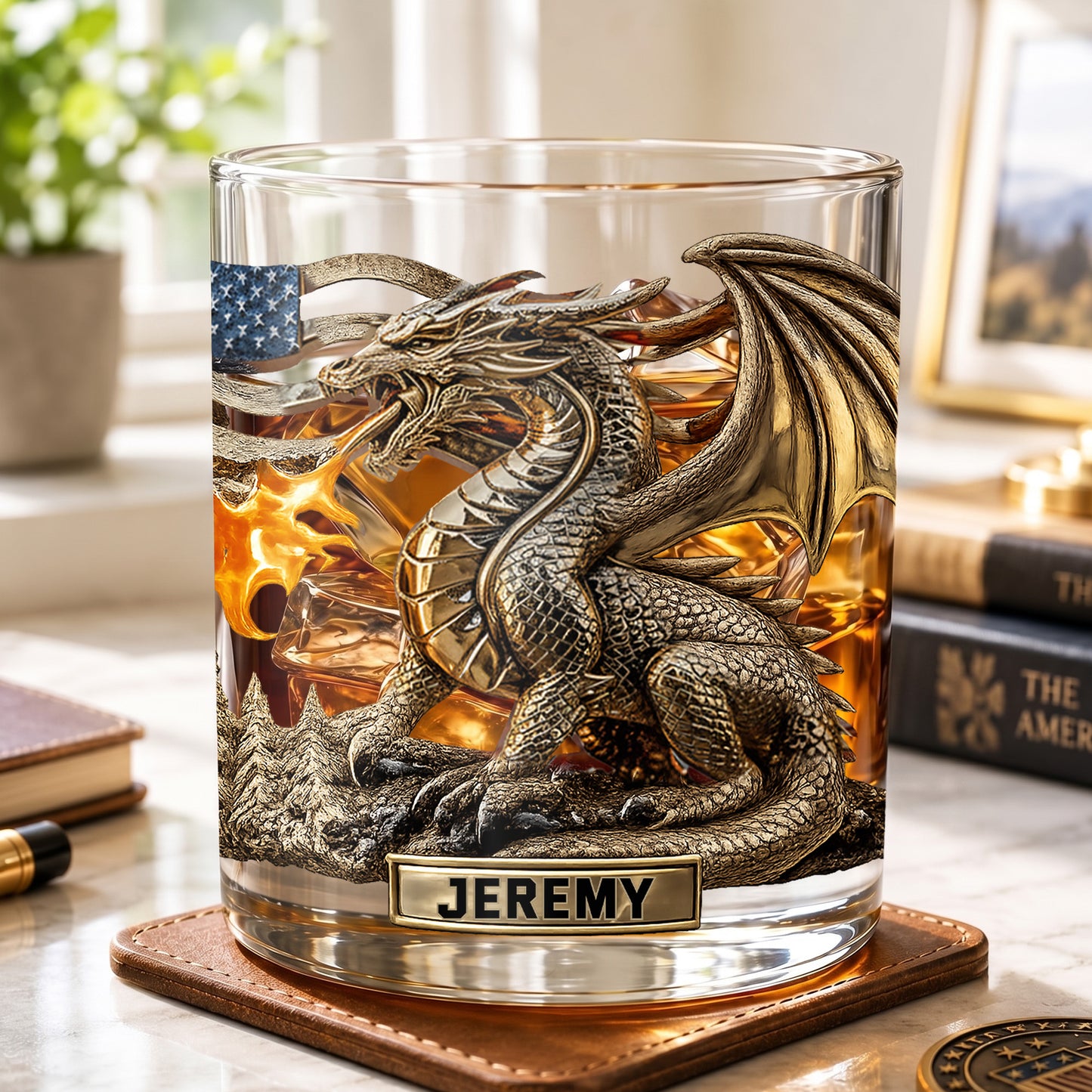 Personalized Dragon Whiskey Glass - Custom Mythical Beast Gift