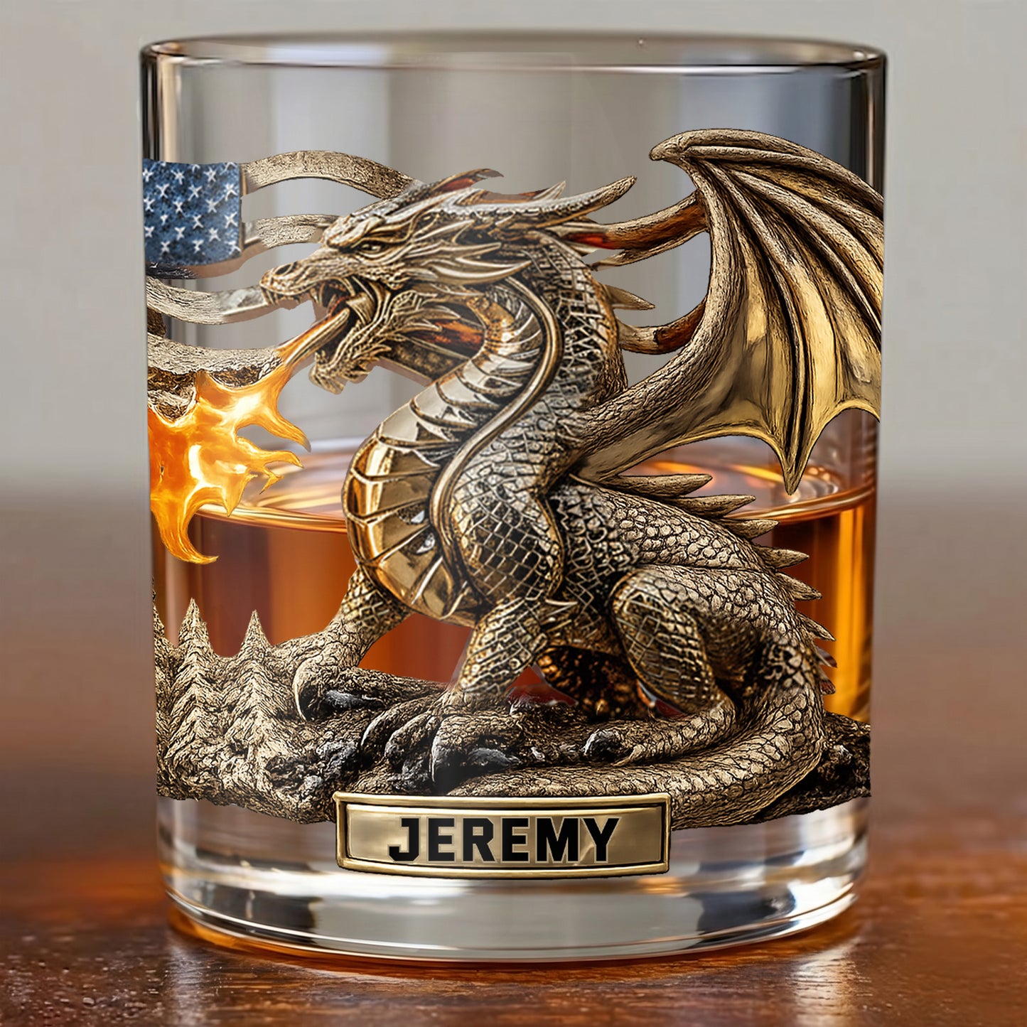 Personalized Dragon Whiskey Glass - Custom Mythical Beast Gift