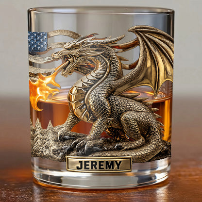 Personalized Dragon Whiskey Glass - Custom Mythical Beast Gift