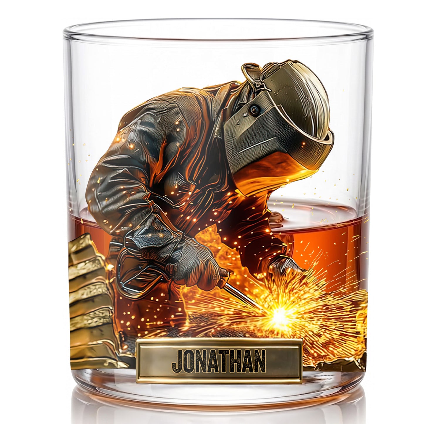 Personalized Welder Whiskey Glass - Custom Metalworker Gift