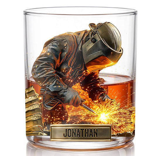 Personalized Welder Whiskey Glass - Custom Metalworker Gift
