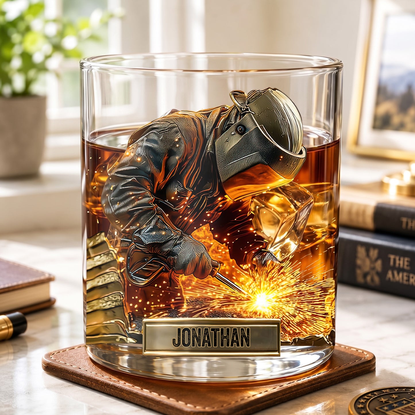 Personalized Welder Whiskey Glass - Custom Metalworker Gift