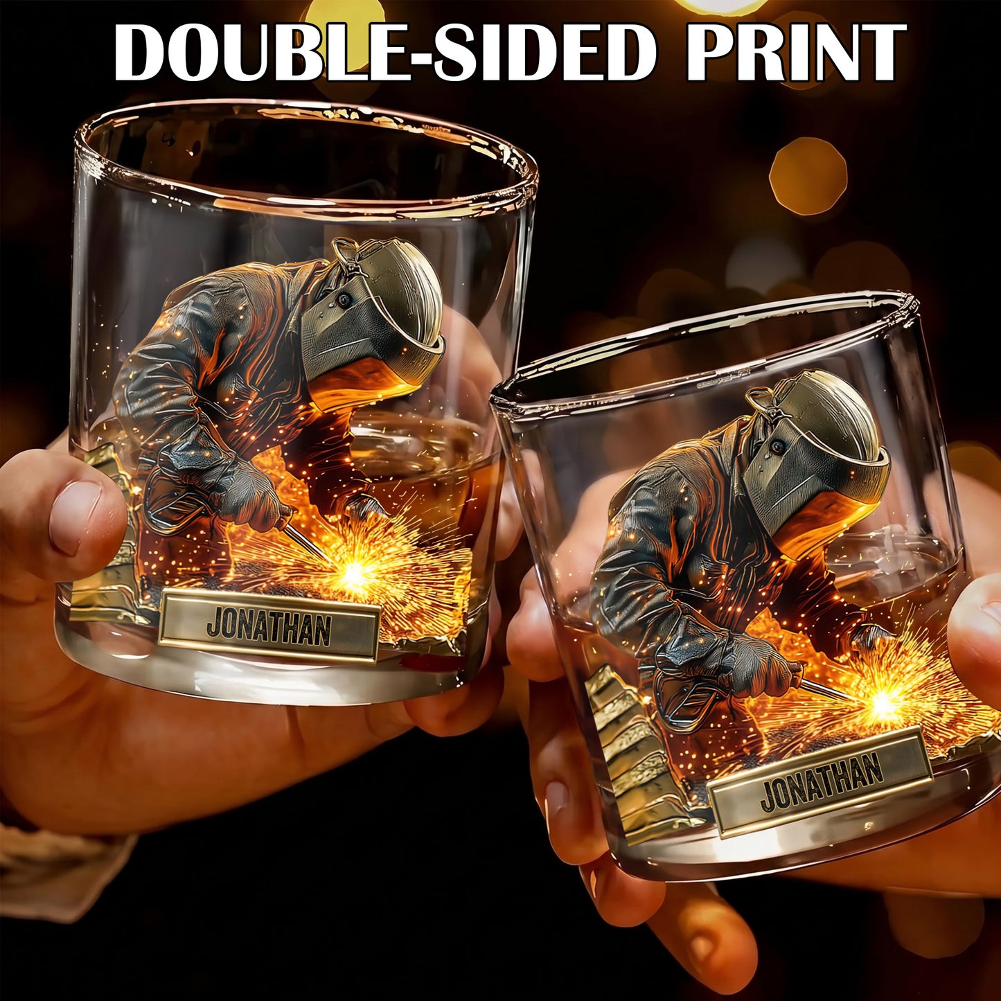 Personalized Welder Whiskey Glass - Custom Metalworker Gift