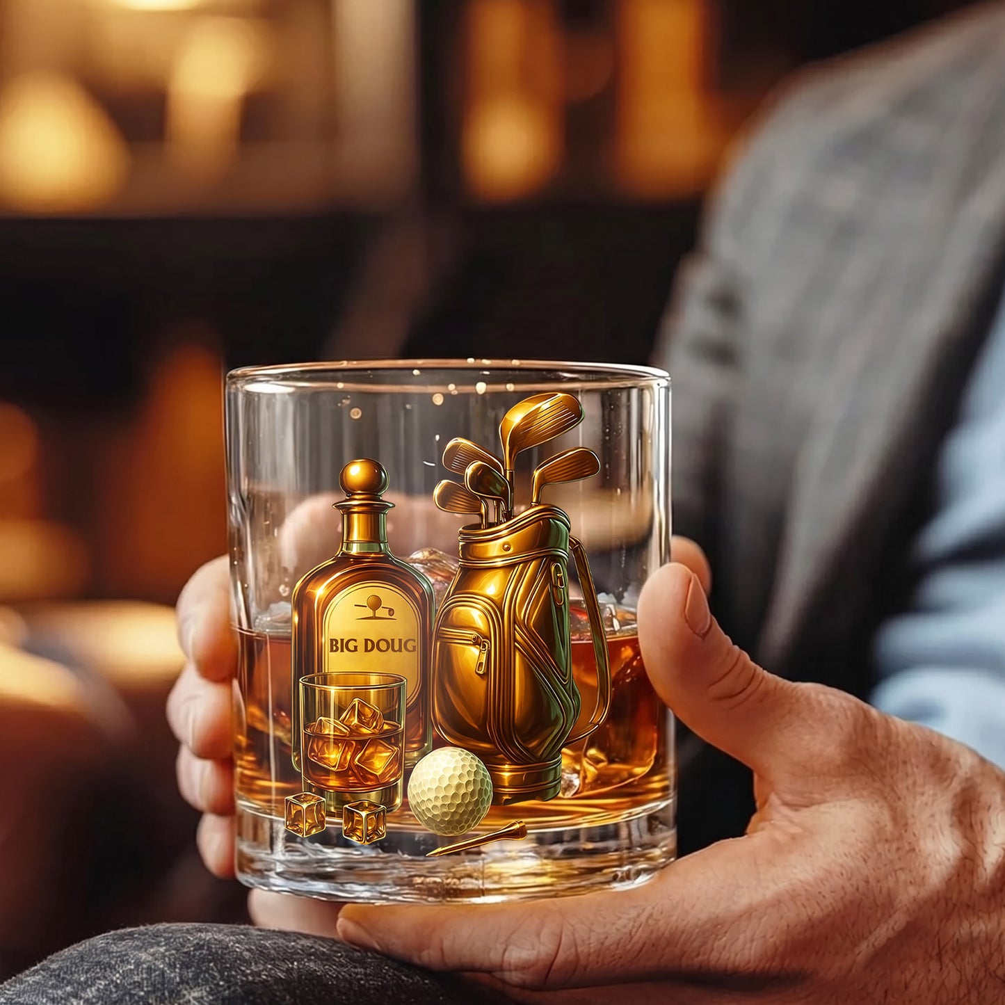Personalized Golf Whiskey Glass - Custom 19th Hole Golfer Gift