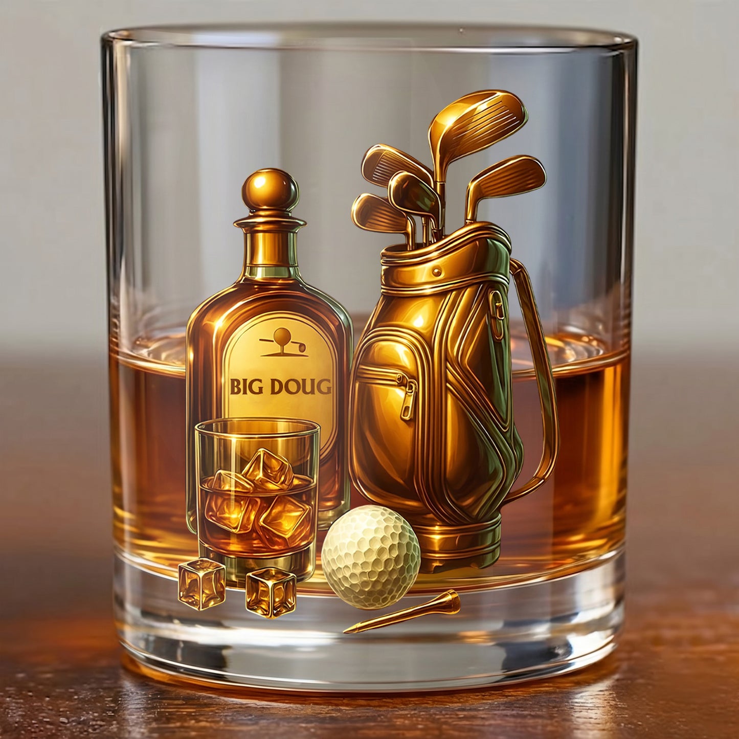 Personalized Golf Whiskey Glass - Custom 19th Hole Golfer Gift
