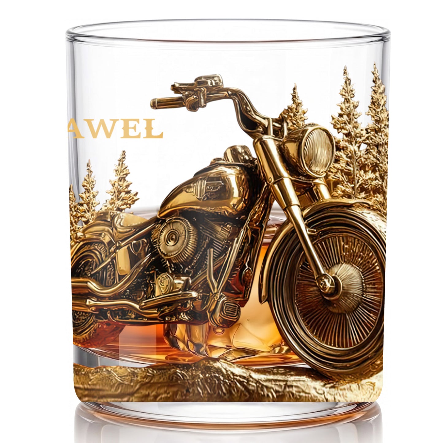 Personalized Motorcycle Cruiser Whiskey Glass - Custom Biker Gift