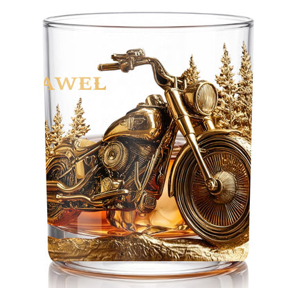 Personalized Motorcycle Cruiser Whiskey Glass - Custom Biker Gift