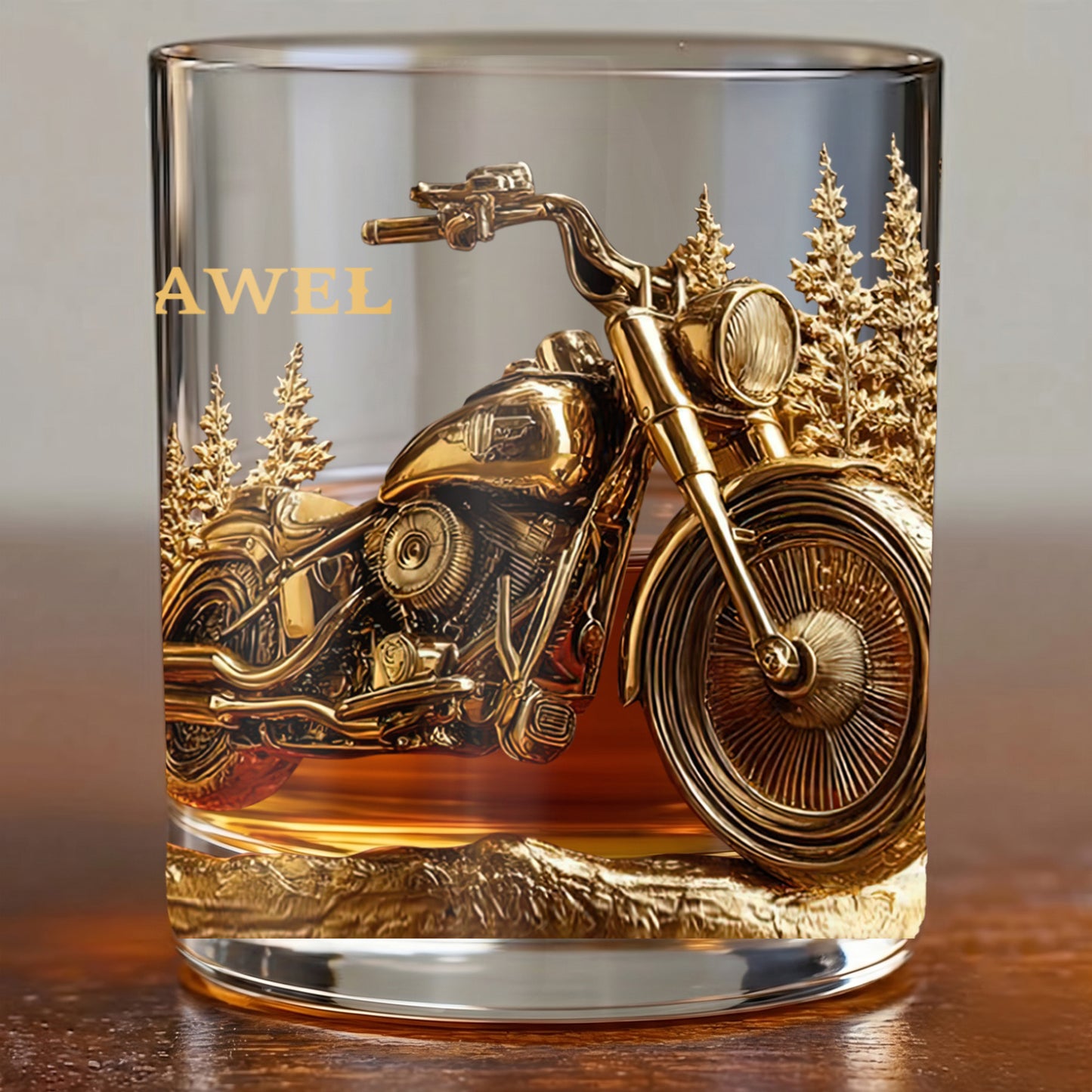 Personalized Motorcycle Cruiser Whiskey Glass - Custom Biker Gift