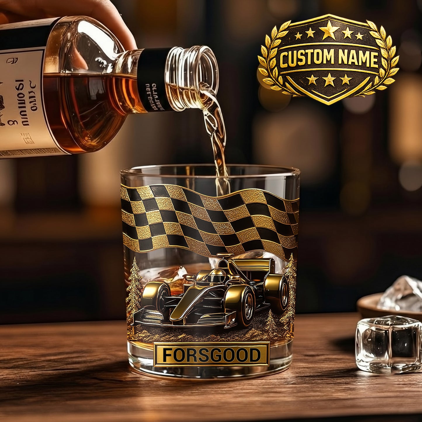 Personalized Racing Whiskey Glass - Custom Formula Car Gift