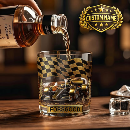 Personalized Racing Whiskey Glass - Custom Formula Car Gift
