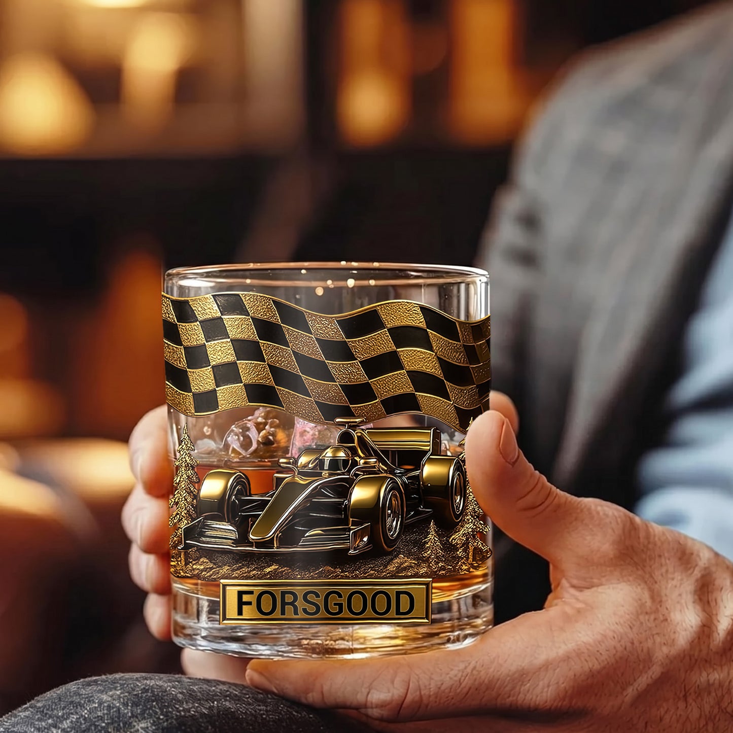 Personalized Racing Whiskey Glass - Custom Formula Car Gift