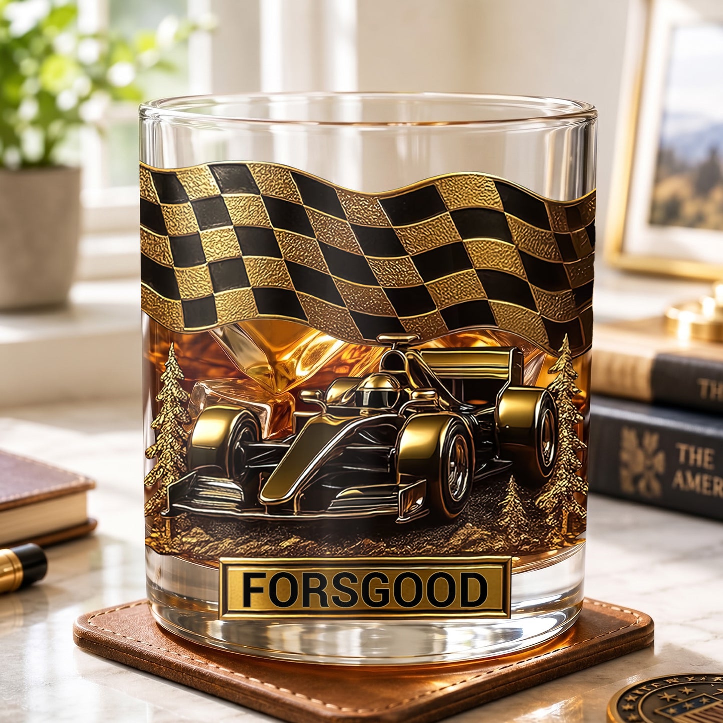 Personalized Racing Whiskey Glass - Custom Formula Car Gift