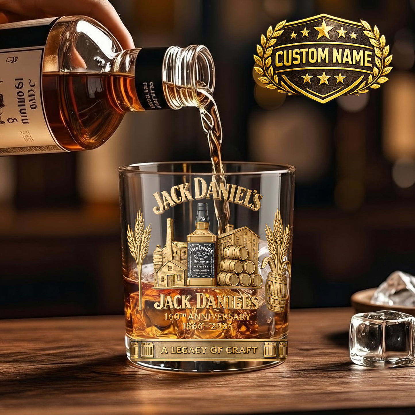 Jack Daniel's 160th Anniversary Whiskey Glass - Custom Legacy Gift